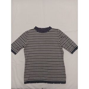 POL Striped Mock Neck Short Sleeve‎ Sweater Top Women's Size M